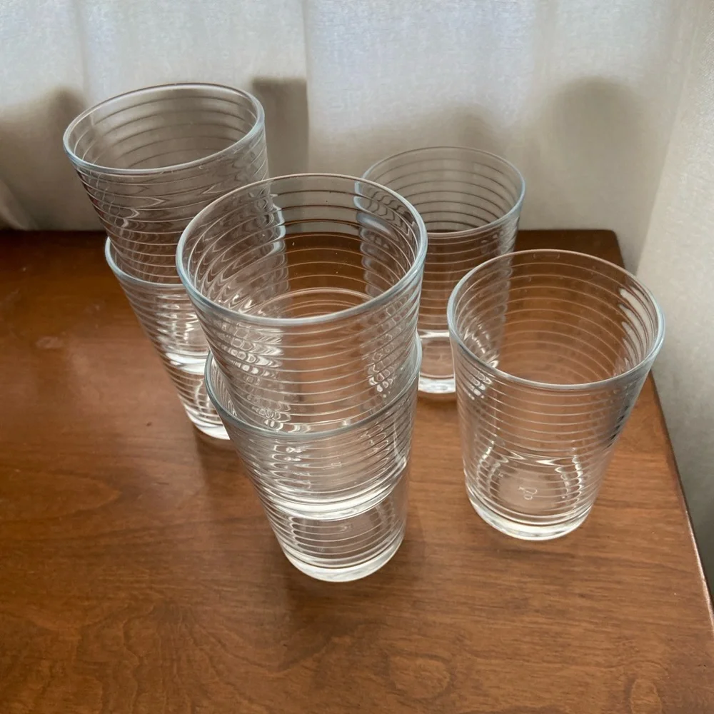 Crate & Barrel Clear Juice Glass Tumbler Set 7 oz